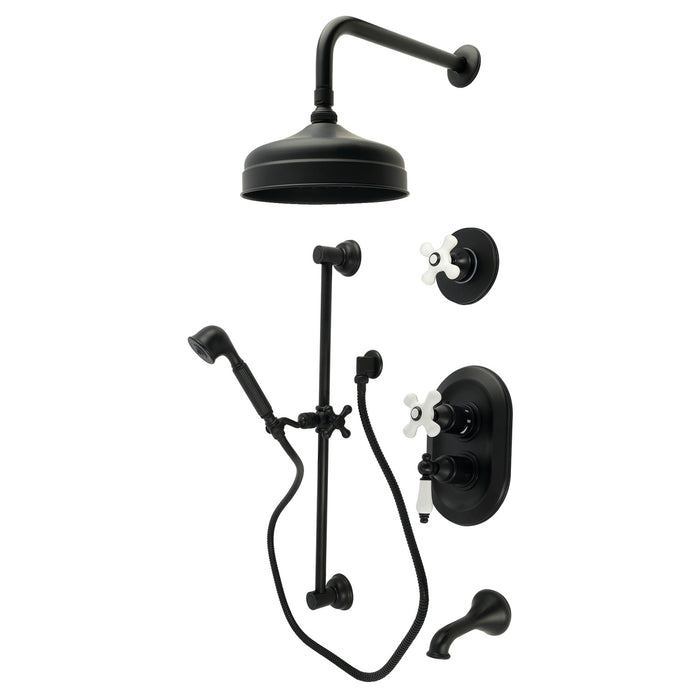 Kingston Heirloom KSK36300PX - Restoration Thermostatic Tub and Shower System, Matte Black