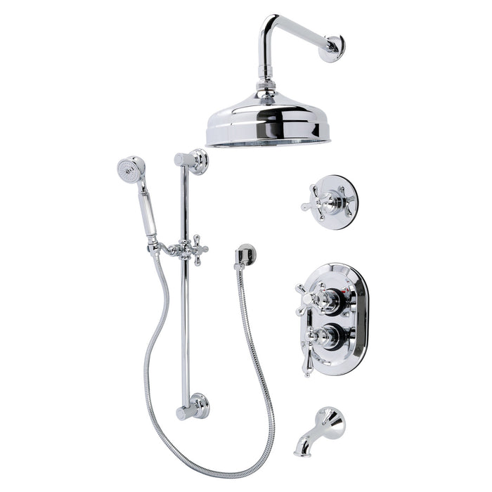 Kingston Heirloom KSK36310AX - Restoration Thermostatic Tub and Shower System, Polished Chrome