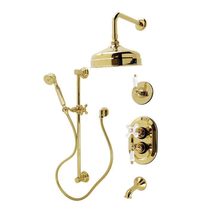 Restoration KSK36320PL Thermostatic Tub and Shower System, Polished Brass