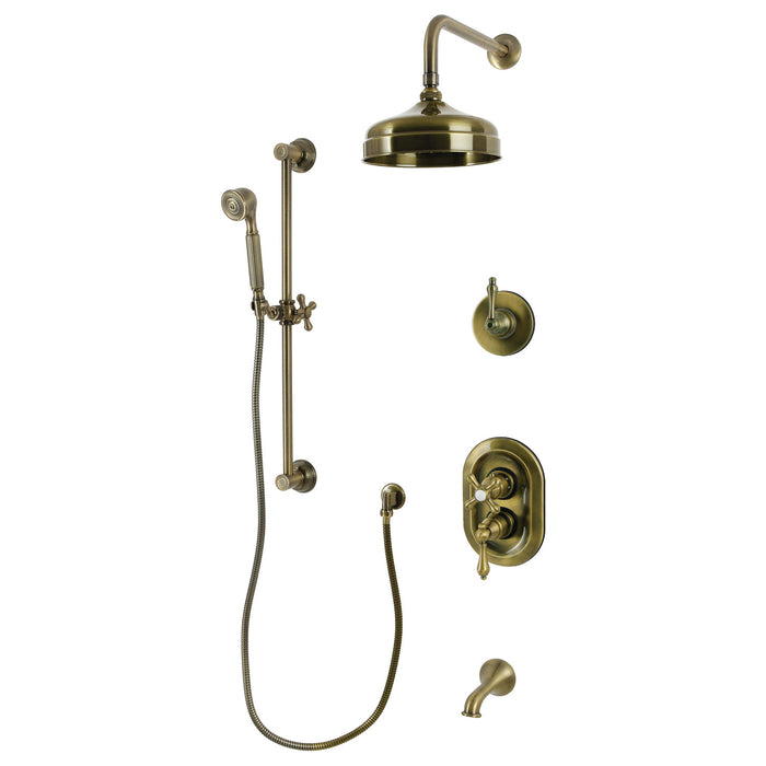 Kingston Heirloom KSK36330AL - Restoration Thermostatic Tub and Shower System, Antique Brass