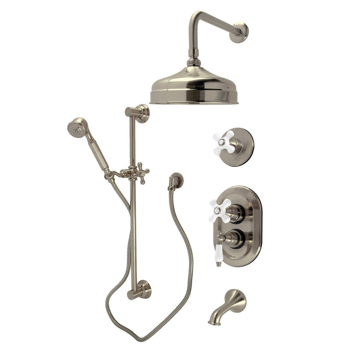Kingston Heirloom KSK36380PX - Restoration Thermostatic Tub and Shower System, Brushed Nickel