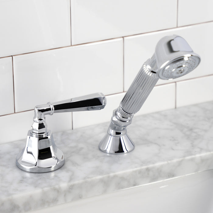 Kingston Tulare KSK4301HLTR Deck Mount Hand Shower with Diverter for Roman Tub Faucet, Polished Chrome