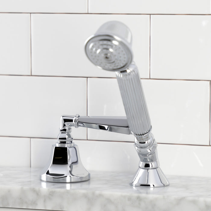 Kingston Tulare KSK4301HLTR Deck Mount Hand Shower with Diverter for Roman Tub Faucet, Polished Chrome