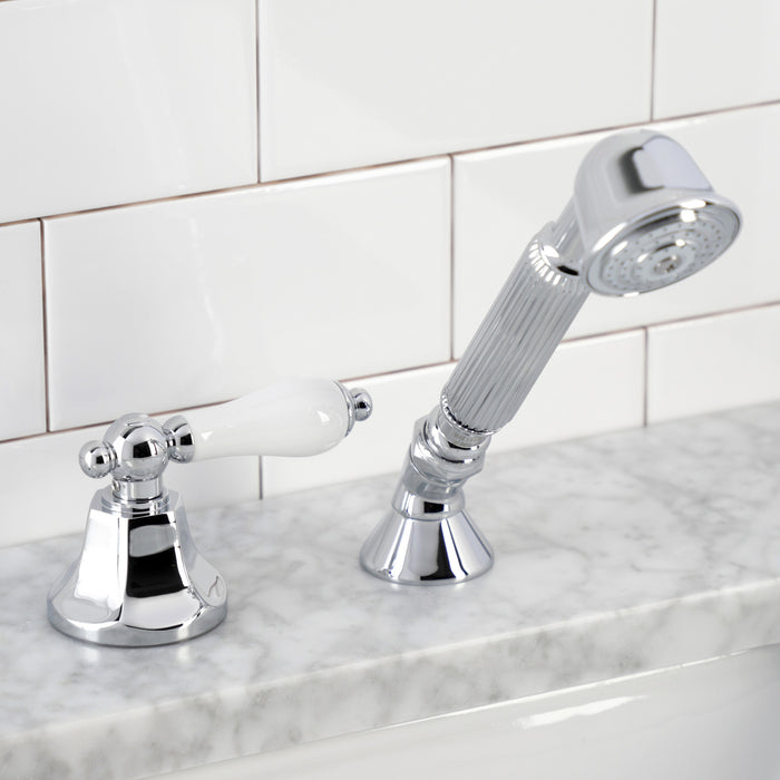 Kingston Tulare KSK4301PLTR Deck Mount Hand Shower with Diverter for Roman Tub Faucet, Polished Chrome