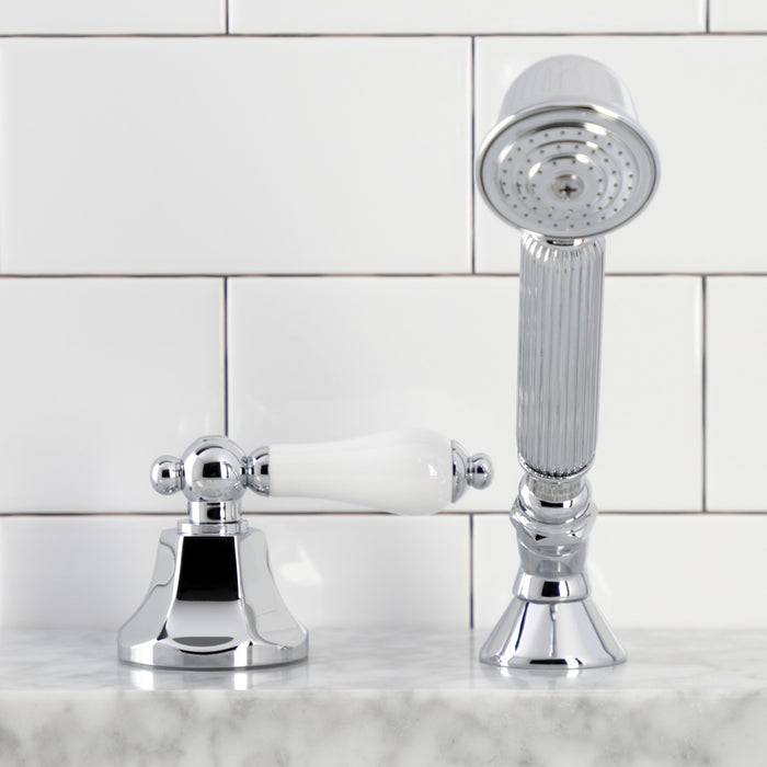 Kingston Tulare KSK4301PLTR Deck Mount Hand Shower with Diverter for Roman Tub Faucet, Polished Chrome