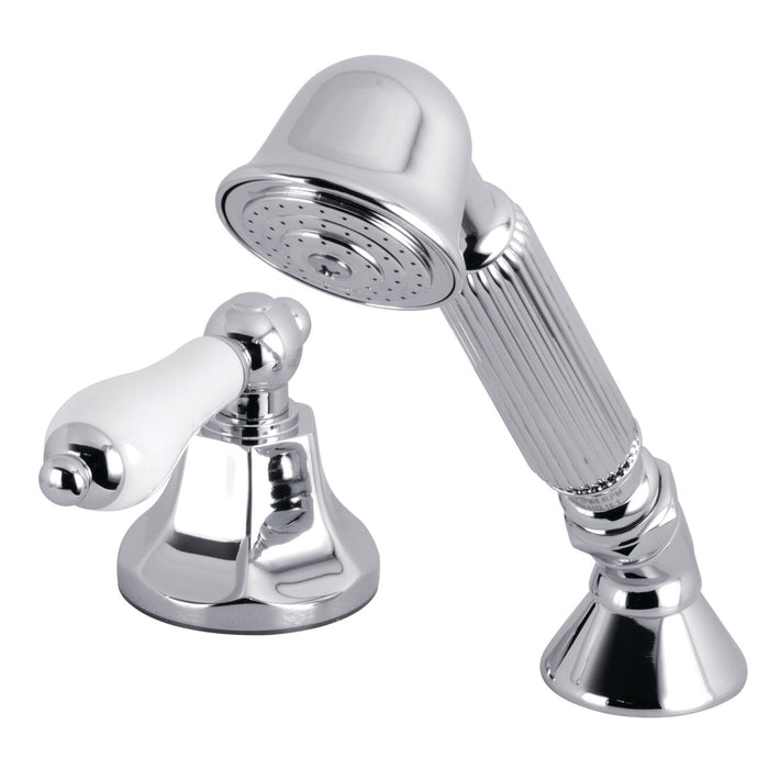 Kingston Tulare KSK4301PLTR Deck Mount Hand Shower with Diverter for Roman Tub Faucet, Polished Chrome