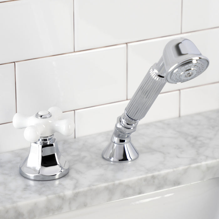 Kingston Tulare KSK4301PXTR Deck Mount Hand Shower with Diverter for Roman Tub Faucet, Polished Chrome