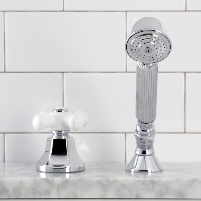Kingston Tulare KSK4301PXTR Deck Mount Hand Shower with Diverter for Roman Tub Faucet, Polished Chrome
