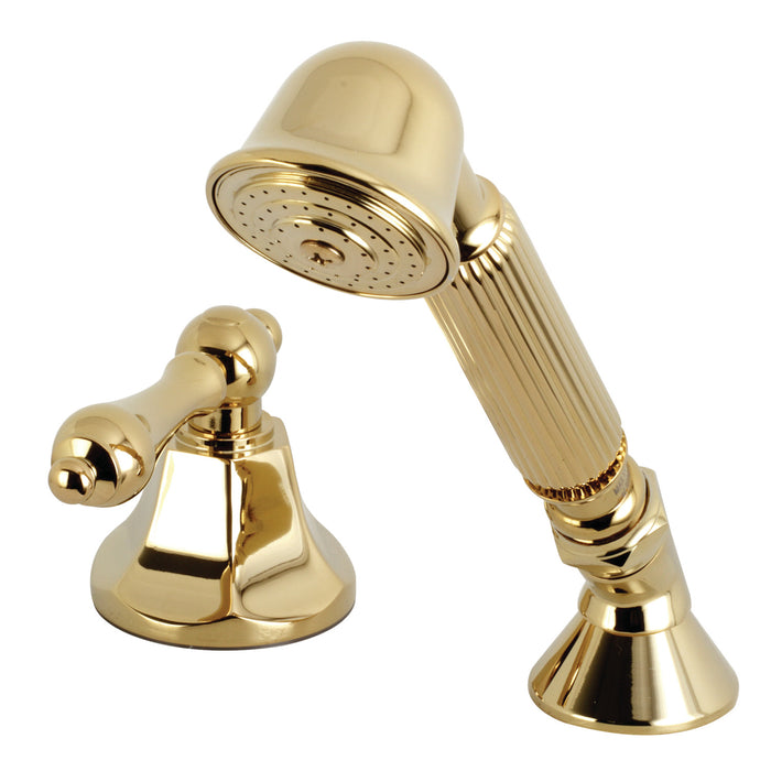 Kingston Tulare KSK4302ALTR Deck Mount Hand Shower with Diverter for Roman Tub Faucet, Polished Brass