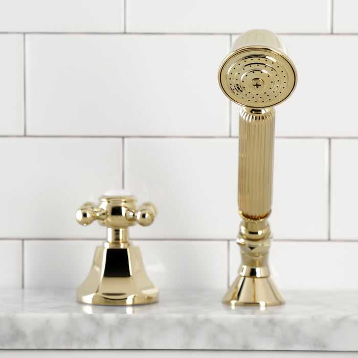 Kingston Tulare KSK4302BXTR Deck Mount Hand Shower with Diverter for Roman Tub Faucet, Polished Brass