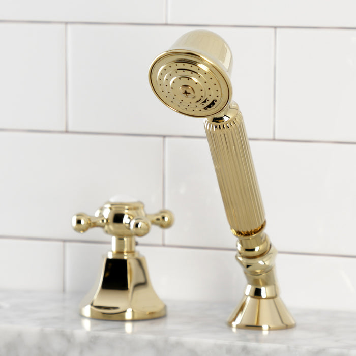 Kingston Tulare KSK4302BXTR Deck Mount Hand Shower with Diverter for Roman Tub Faucet, Polished Brass