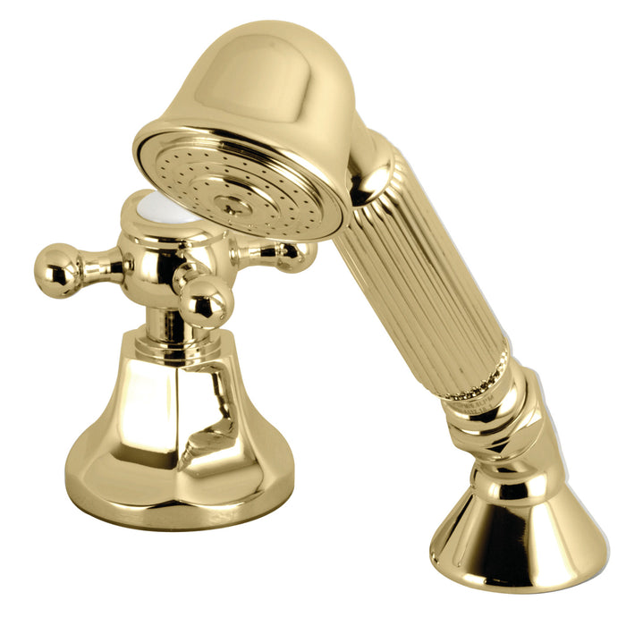 Kingston Tulare KSK4302BXTR Deck Mount Hand Shower with Diverter for Roman Tub Faucet, Polished Brass
