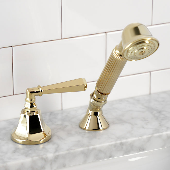Kingston Tulare KSK4302HLTR Deck Mount Hand Shower with Diverter for Roman Tub Faucet, Polished Brass