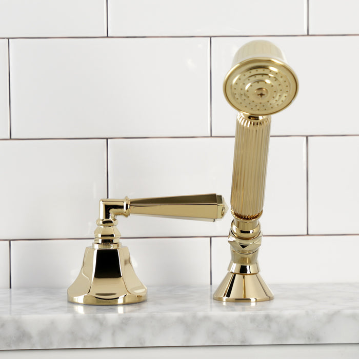 Kingston Tulare KSK4302HLTR Deck Mount Hand Shower with Diverter for Roman Tub Faucet, Polished Brass