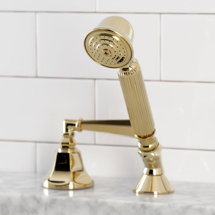 Kingston Tulare KSK4302HLTR Deck Mount Hand Shower with Diverter for Roman Tub Faucet, Polished Brass