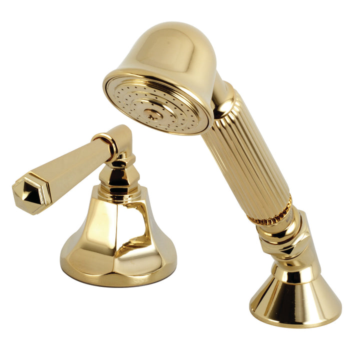 Kingston Tulare KSK4302HLTR Deck Mount Hand Shower with Diverter for Roman Tub Faucet, Polished Brass