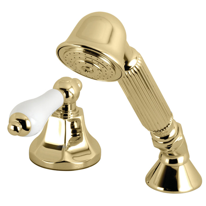 Kingston Tulare KSK4302PLTR Deck Mount Hand Shower with Diverter for Roman Tub Faucet, Polished Brass