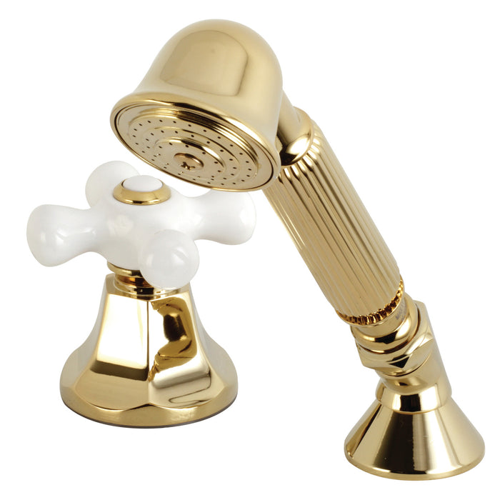 Kingston Tulare KSK4302PXTR Deck Mount Hand Shower with Diverter for Roman Tub Faucet, Polished Brass
