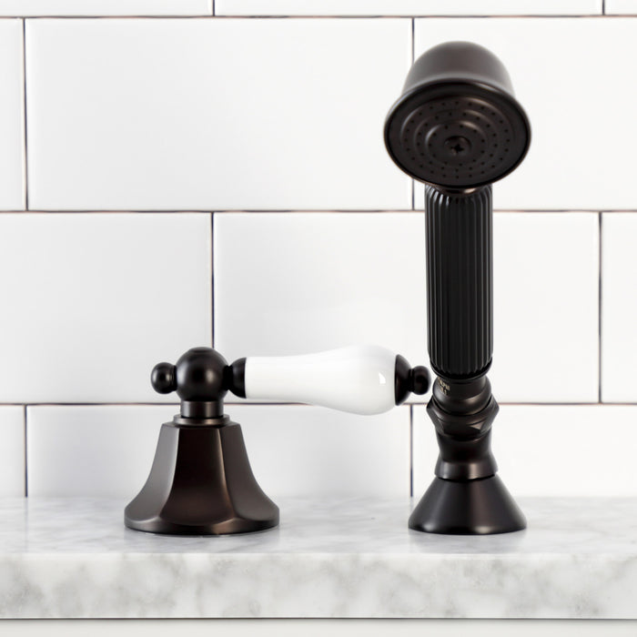 Kingston Tulare KSK4305PLTR Deck Mount Hand Shower with Diverter for Roman Tub Faucet, Oil Rubbed Bronze