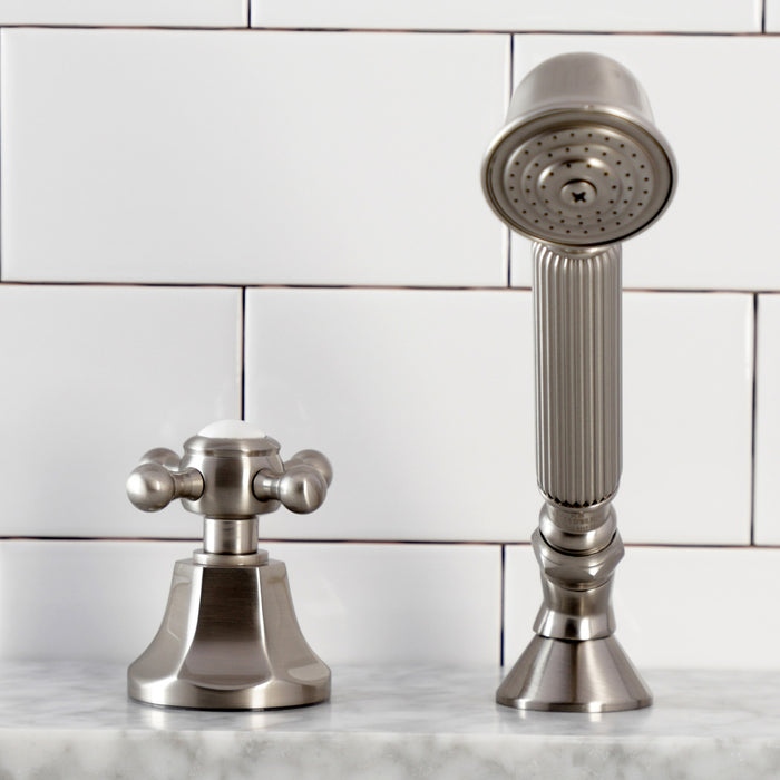 Kingston Tulare KSK4308BXTR Deck Mount Hand Shower with Diverter for Roman Tub Faucet, Brushed Nickel