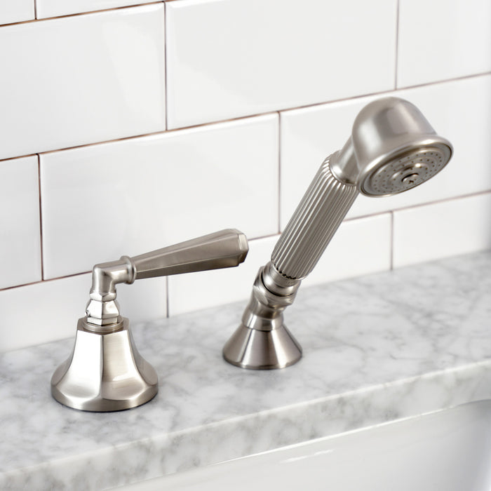 Kingston Tulare KSK4308HLTR Deck Mount Hand Shower with Diverter for Roman Tub Faucet, Brushed Nickel
