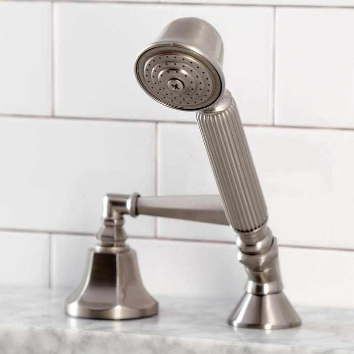 Kingston Tulare KSK4308HLTR Deck Mount Hand Shower with Diverter for Roman Tub Faucet, Brushed Nickel