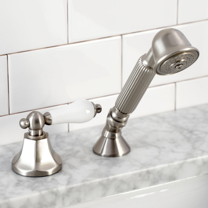 Kingston Tulare KSK4308PLTR Deck Mount Hand Shower with Diverter for Roman Tub Faucet, Brushed Nickel