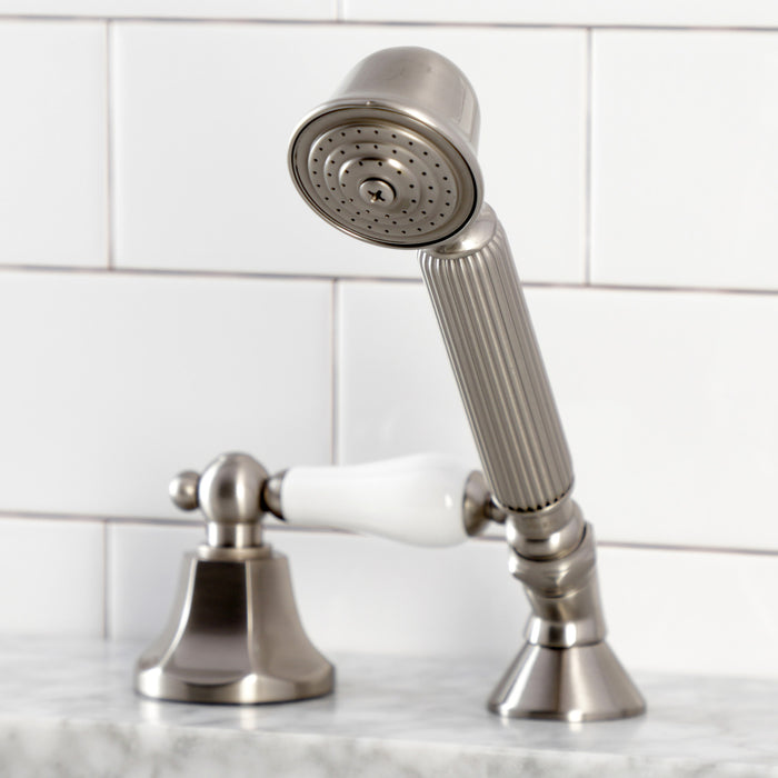 Kingston Tulare KSK4308PLTR Deck Mount Hand Shower with Diverter for Roman Tub Faucet, Brushed Nickel