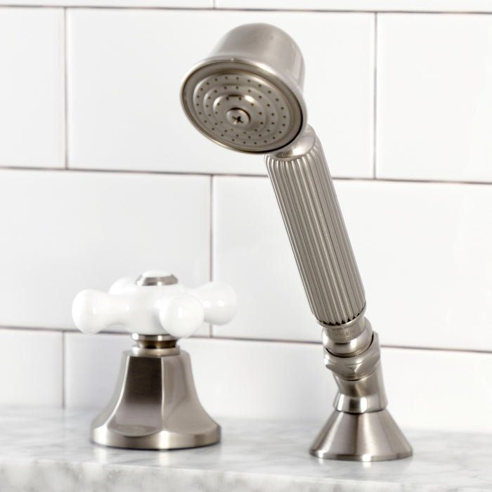 Kingston Tulare KSK4308PXTR Deck Mount Hand Shower with Diverter for Roman Tub Faucet, Brushed Nickel