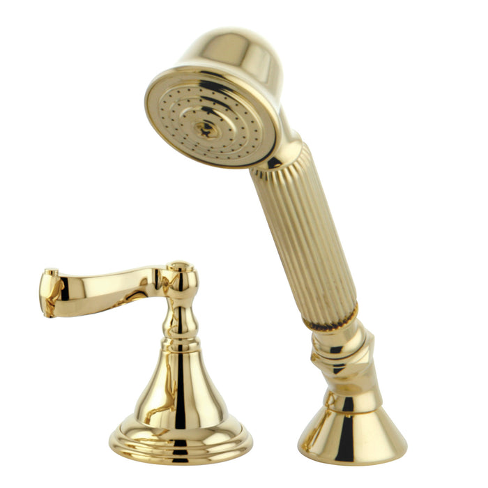 Kingston Tulare KSK5362FLTR Deck Mount Hand Shower with Diverter for Roman Tub Faucet, Polished Brass