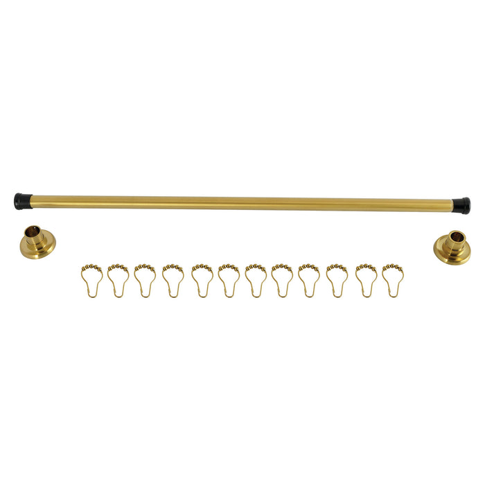 Edenscape KSR367 36-Inch to 60-Inch Adjustable Shower Curtain Rod with Rings, Brushed Brass
