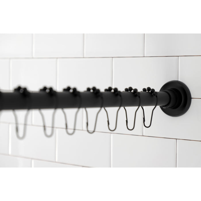 Kingston Edenscape KSR600 60-Inch to 72-Inch Adjustable Shower Curtain Rod with Rings Combo, Matte Black