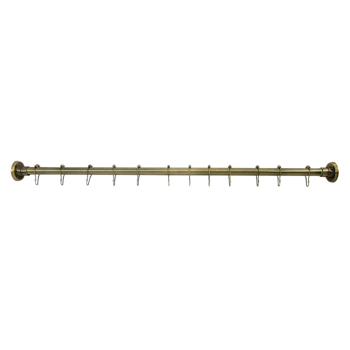 Kingston Edenscape KSR603 60-Inch to 72-Inch Adjustable Shower Curtain Rod with Rings Combo, Antique Brass
