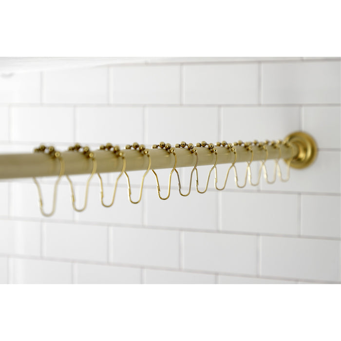 Kingston Edenscape KSR607 60-Inch to 72-Inch Adjustable Shower Curtain Rod with Rings Combo, Brushed Brass