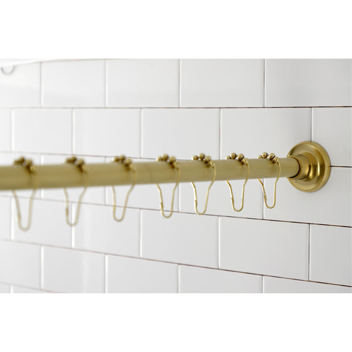 Kingston Edenscape KSR607 60-Inch to 72-Inch Adjustable Shower Curtain Rod with Rings Combo, Brushed Brass