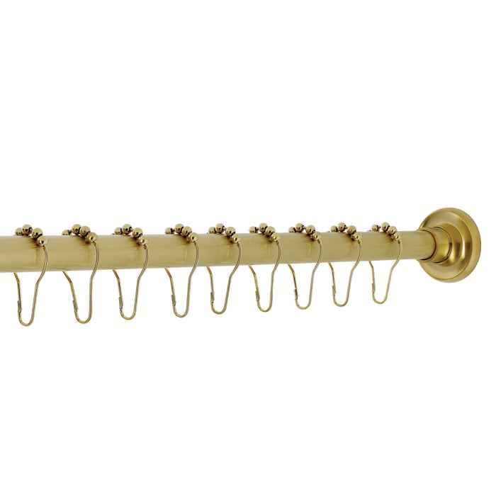 Kingston Edenscape KSR607 60-Inch to 72-Inch Adjustable Shower Curtain Rod with Rings Combo, Brushed Brass