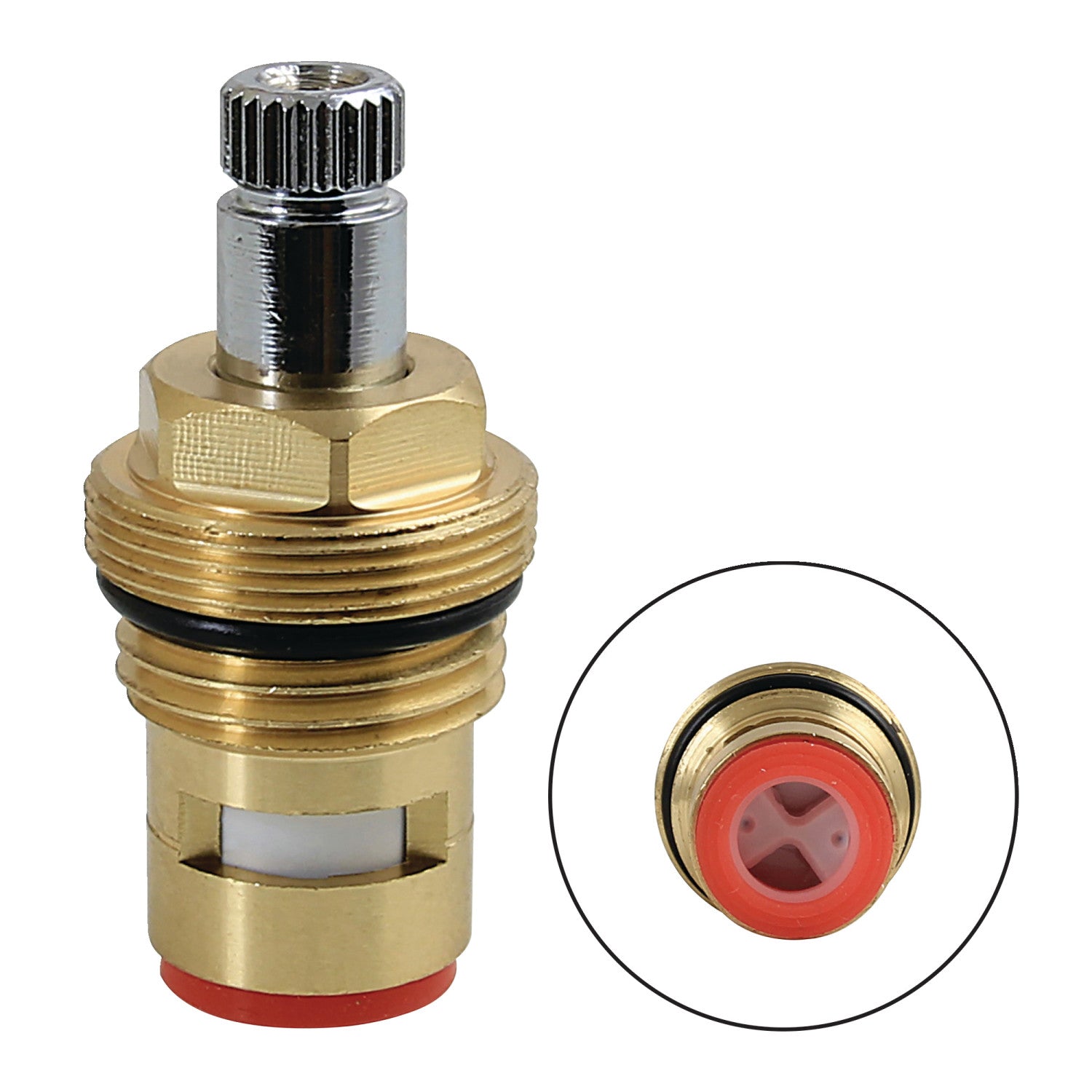 Kingston Brass KSRPL941CC Cold Cartridge – Ceramic Disc Faucet Replacement, Polished Chrome, 3/8" X 16 PT Spline