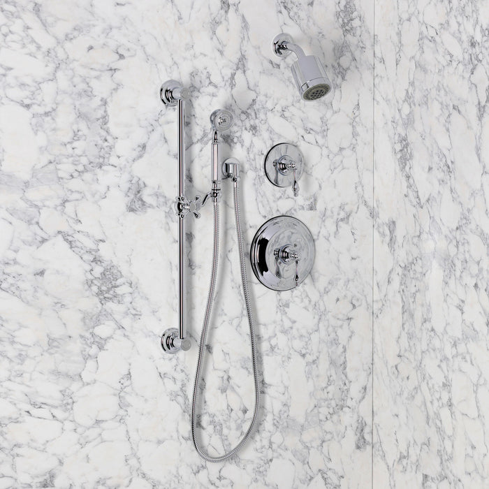 Kingston KSS3631AL Pressure Balanced Shower System with Slide/Grab Bar and Hand Shower, Polished Chrome