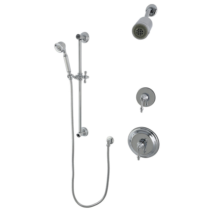 Kingston KSS3631AL Pressure Balanced Shower System with Slide/Grab Bar and Hand Shower, Polished Chrome