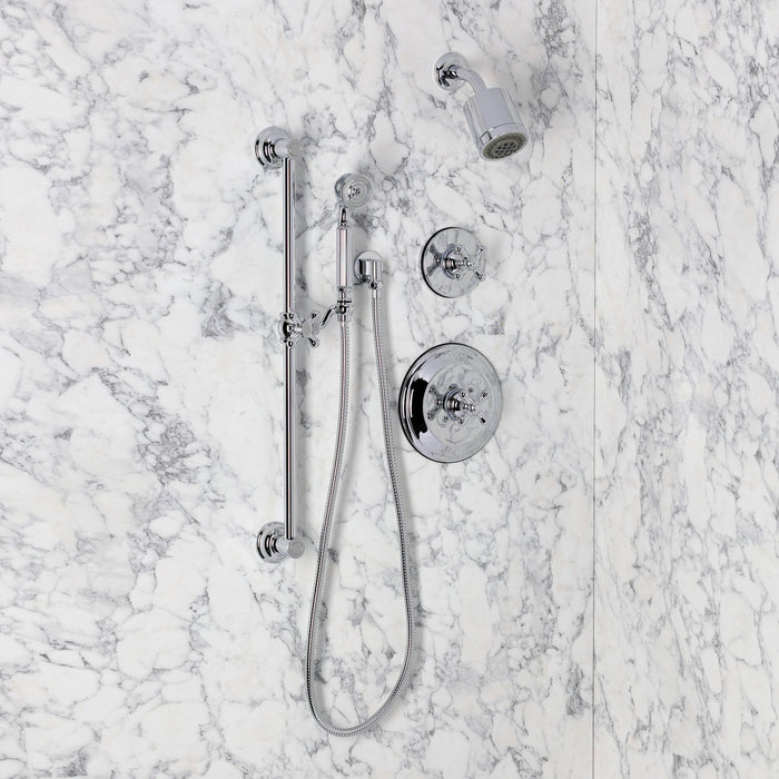 Kingston KSS3631AX Pressure Balanced Shower System with Slide Bar and Hand Shower, Polished Chrome