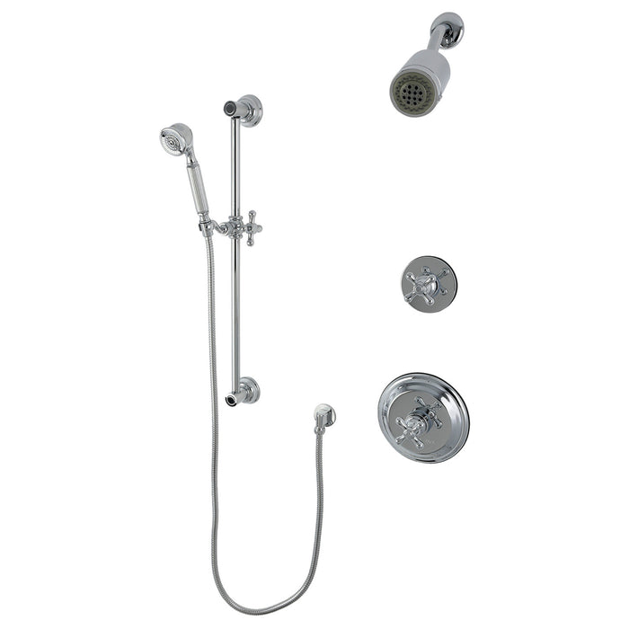 Kingston KSS3631AX Pressure Balanced Shower System with Slide Bar and Hand Shower, Polished Chrome