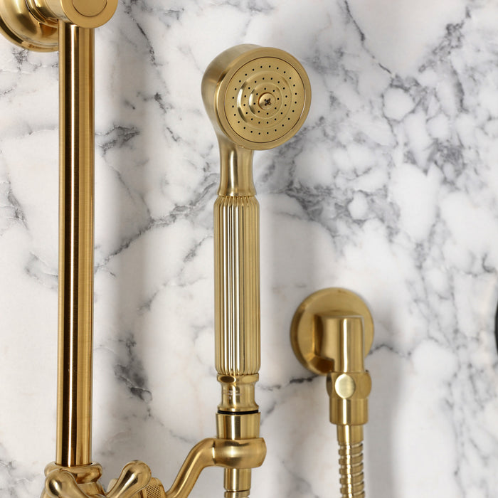 Kingston KSS3637AX Pressure Balanced Shower System with Slide/Grab Bar and Hand Shower, Brushed Brass