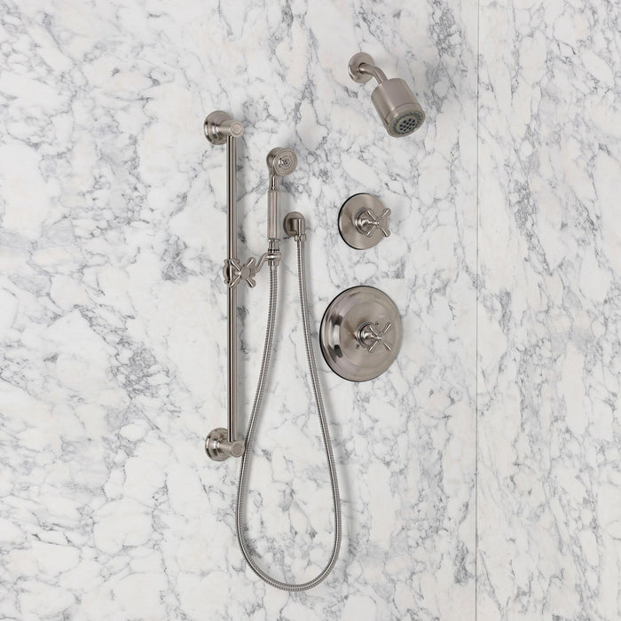 Kingston KSS3638AX Pressure Balanced Shower System with Slide Bar and Hand Shower, Brushed Nickel