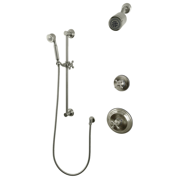 Kingston KSS3638AX Pressure Balanced Shower System with Slide Bar and Hand Shower, Brushed Nickel