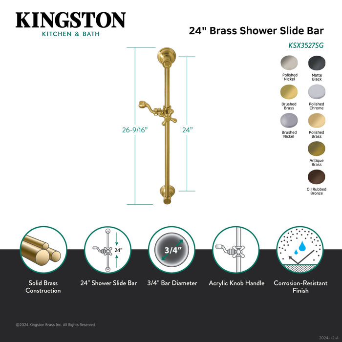 Kingston Heirloom KSX3521SG - Made To Match 24-Inch Brass Shower Slide Bar, Polished Chrome