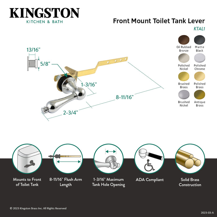 Kingston Heirloom KTAL2 - Victorian Front Mount Toilet Tank Lever, Polished Brass