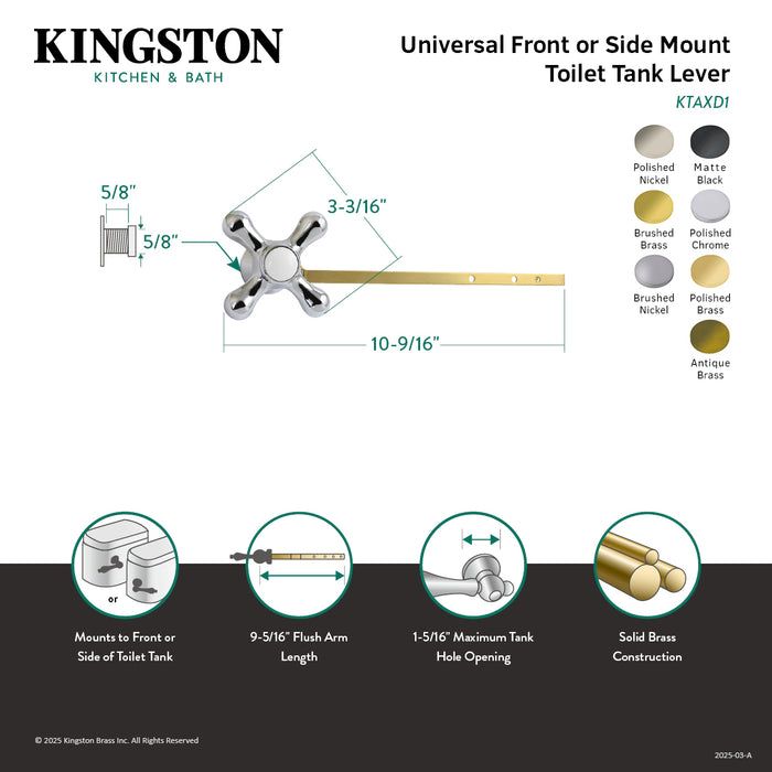 Kingston Heirloom KTAXD2 - Victorian Universal Front or Side Mount Toilet Tank Lever, Polished Brass