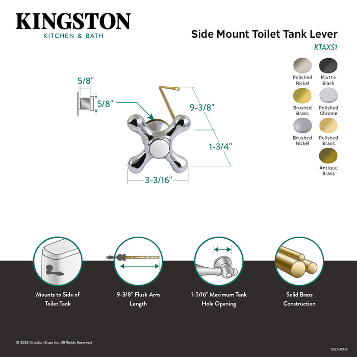 Kingston Heirloom KTAXS6 - Victorian Side Mount Toilet Tank Lever, Polished Nickel