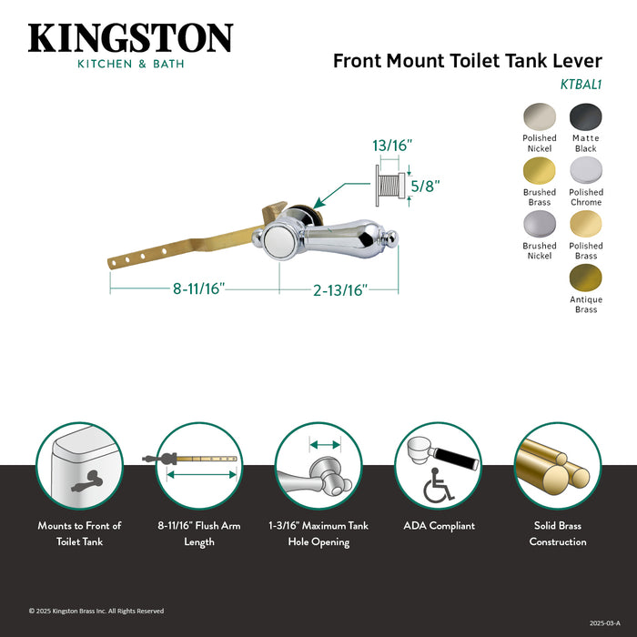 Kingston Heirloom KTBAL2 - Heirloom Front Mount Toilet Tank Lever, Polished Brass
