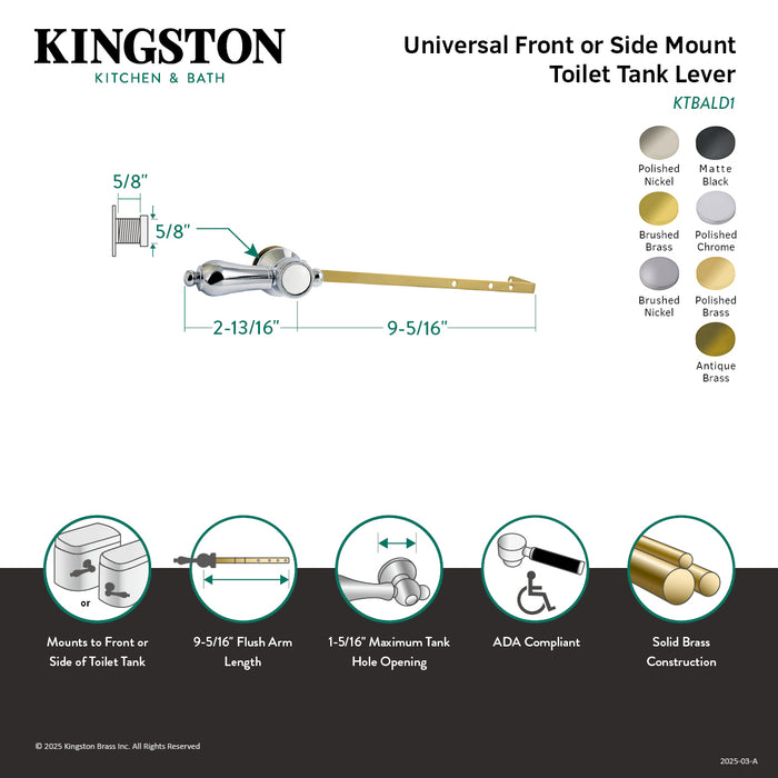 Kingston Heirloom KTBALD1 - Heirloom Universal Front or Side Mount Toilet Tank Lever, Polished Chrome